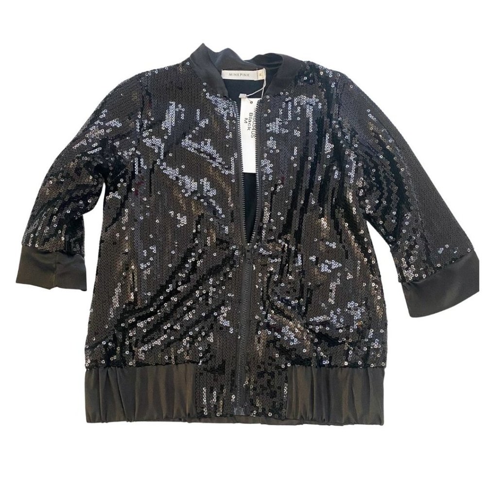 Mink Pink Black Sequin Jacket Size Medium NWT